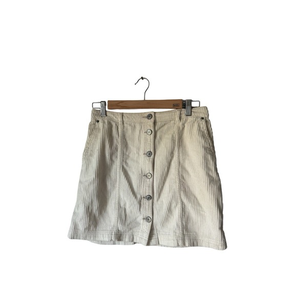 Abercrombie & Fitch Dresses & Skirts - Abercrombie‎ & Fitch Skirt Womens Small White Corduroy Button Front Mini Ivory
